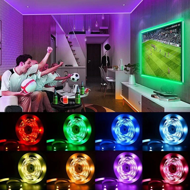 LED-Leuchten für TV, 3-Tasten-Steuerung, LED-Streifen, USB, 5 V, Klebeband, Lichter für TV, Hintergrundbeleuchtung, Zuhause, Party, Dekoration, flexibles Band