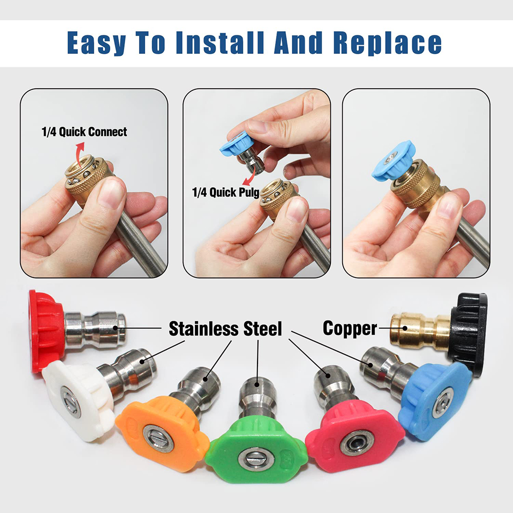 1 ชิ้น 1/4 "Quick Connect Garden เครื่องฉีดน้ําแรงดันสูงหัวฉีดสเปรย์ 0 15 25 40 65 องศารดน้ําหัวฉีดสบู่เคล็ดลับสวนทําความสะอาด