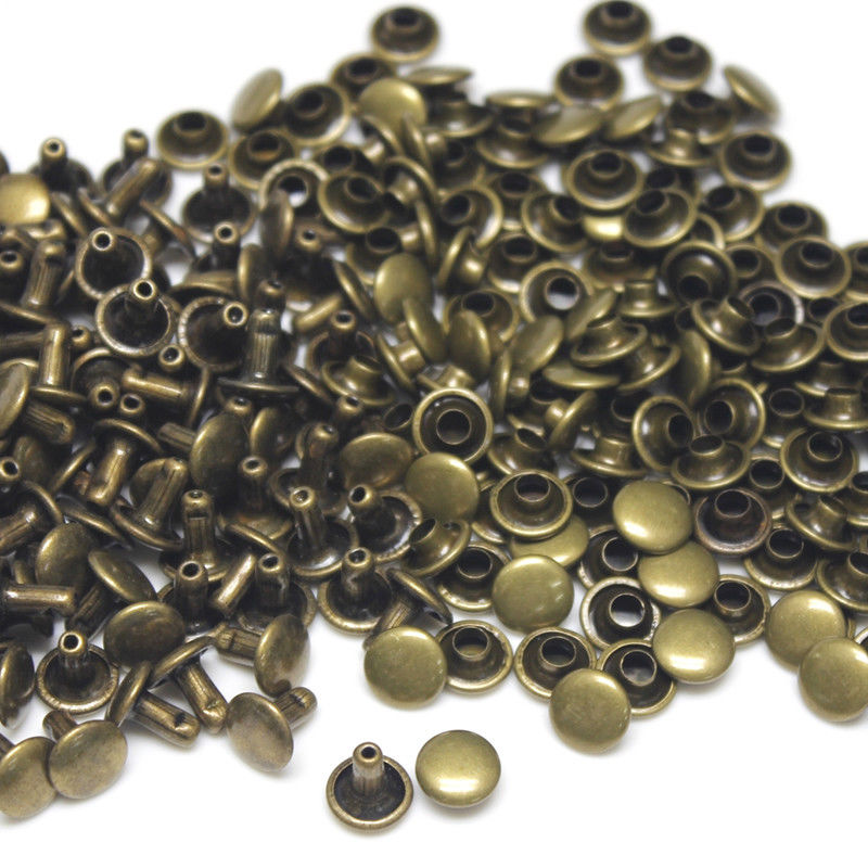 100 Bộ 6Mm 8Mm Kim Loại Đôi Mũ Đinh Tán Đinh Nhọn Vòng Đinh Tán Cho Da Thủ Công Dây Lưng Áo Mũ giày Cổ Thú Cưng Trang Trí