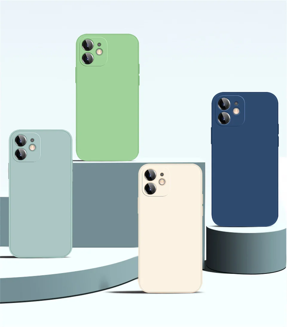 Funda de silicona líquida de lujo a prueba de golpes para iPhone 11 12 13 14 15 Pro Max 7 8 14 15 Plus X XS XR Max Mini Funda trasera suave