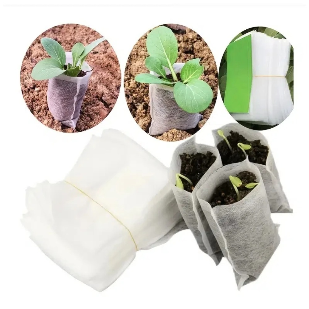 Sacchetti per vivaio per piante da piantina in tessuto non tessuto da 100 pezzi, vasi per piantare tessuti, sacchetti per coltivazione ventilati ecologici da giardino, piantagione di giardino