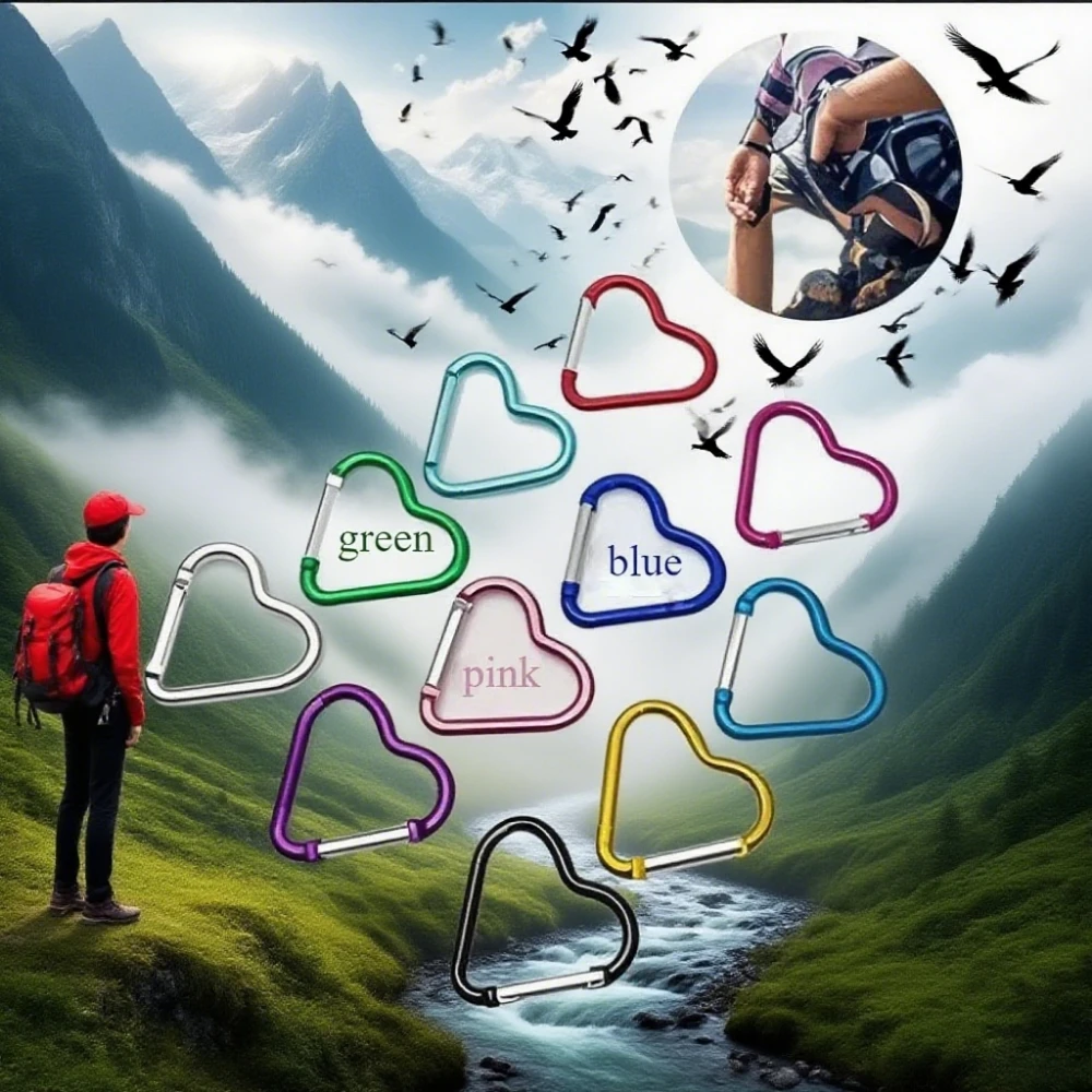 Hartvormige metalen karabijnhaak sleutelhanger karabijnhaak buiten klimmen camping sleutelhanger gesp multi reisset haak hangende sleutelhanger