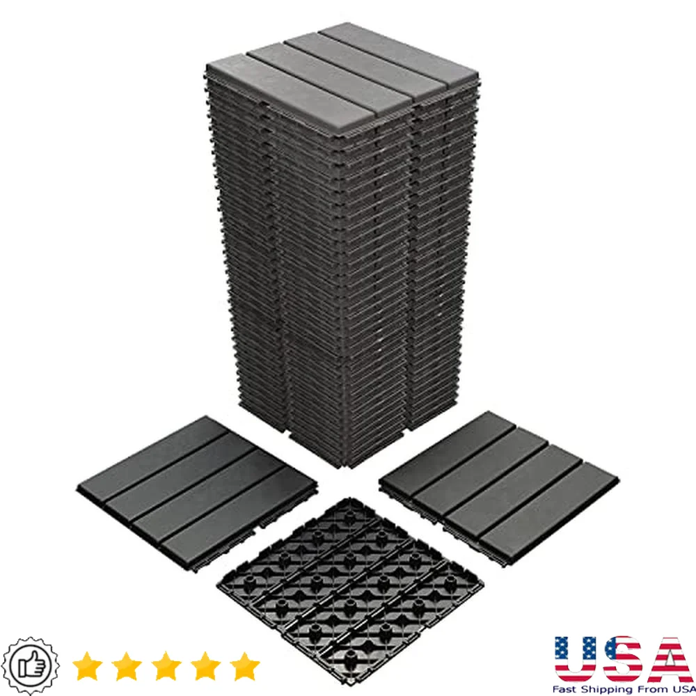 Interlocking Outdoor Deck Tiles 36Pack 12x12in Plastic Waterproof Flooring All Weather Patio Balcony Indoor Use