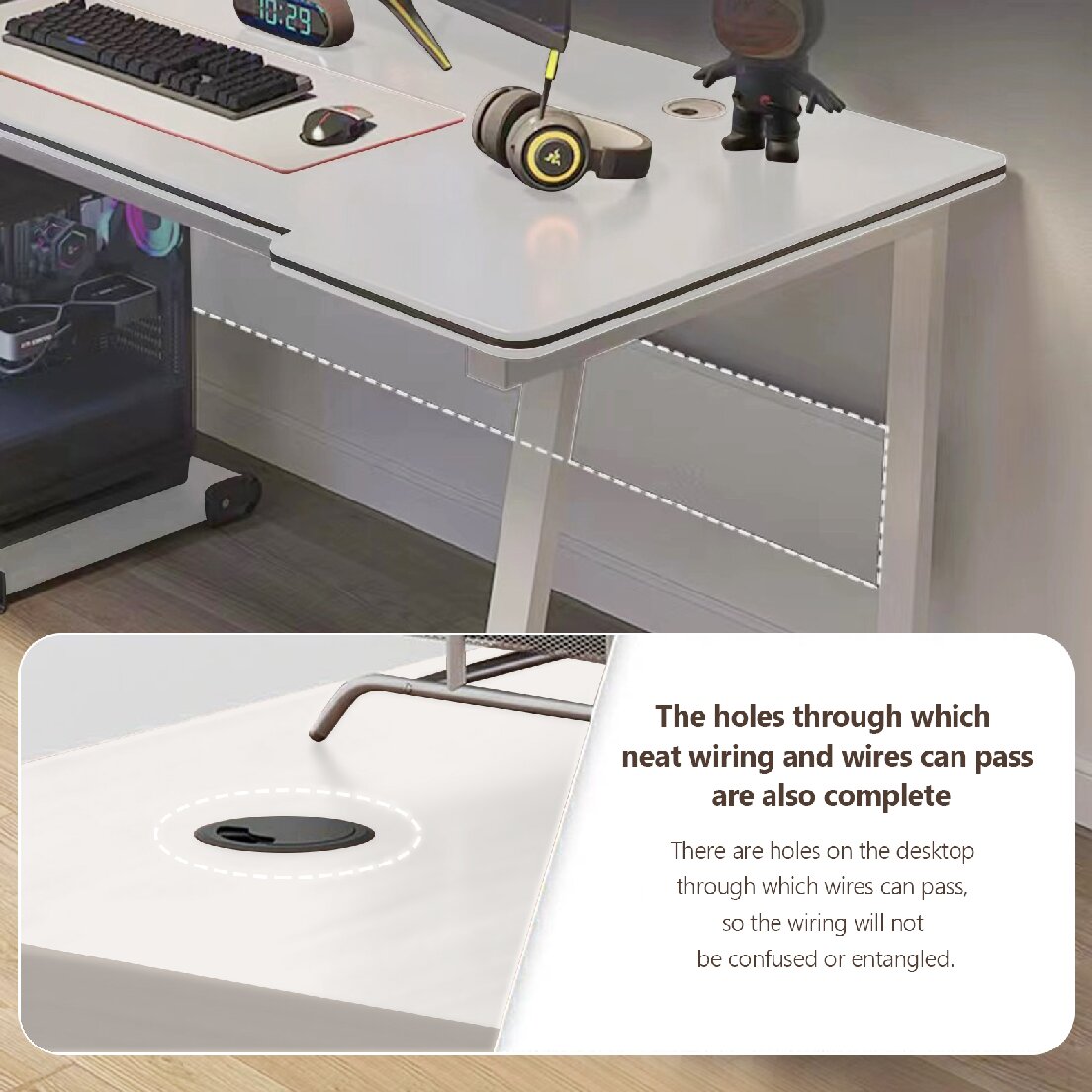 Gaming Desk Computer Writing Table Student Art Modren Simple Style PC Wood Suitable for Home, Office