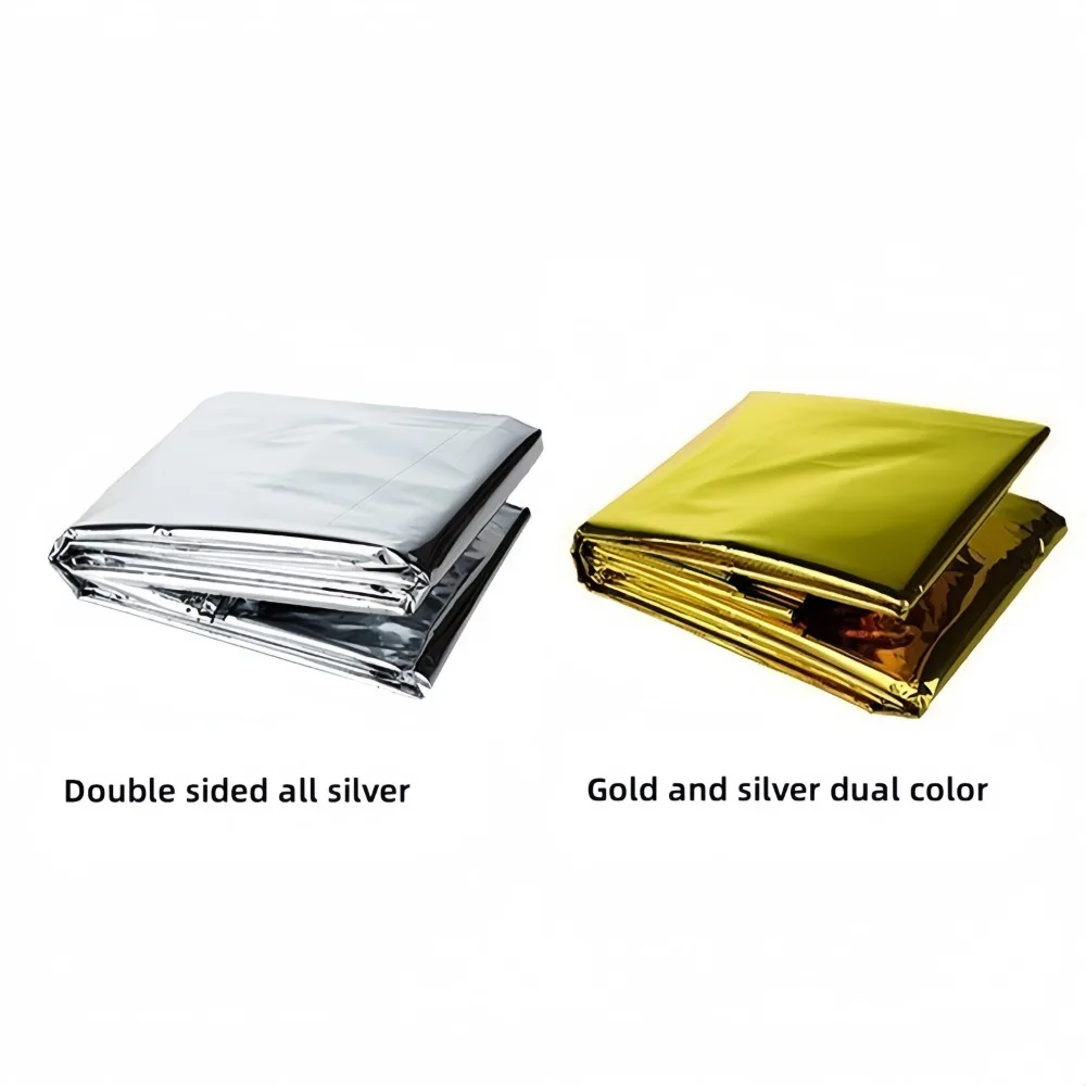 Outdoor-Überlebens-Isolierdecke, reflektierende Aluminiumfolie, wasserdichter Sonnenschutz, einfach zusammenklappbar, für Notfall-Überlebensausrüstung