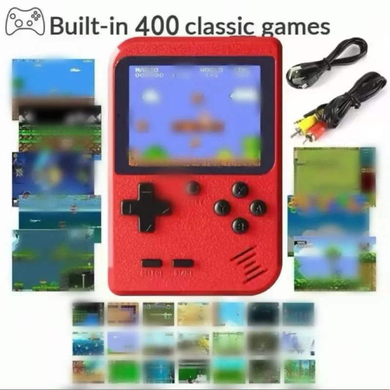 2025 um vermelho retro clássico jogos portátil pequeno console de jogo das crianças com centenas de carregamento de jogo pode ser conectado à tv