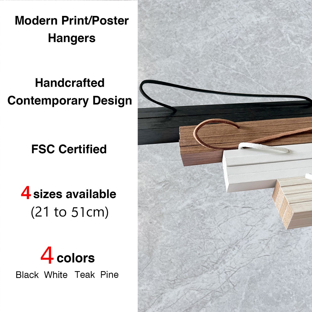 4 Colors Teak Pine Wood Magnetic Poster Hanger Scroll Painting Frame 21 31 41 51cm Black White Wood Photo Frame Canvas Frame