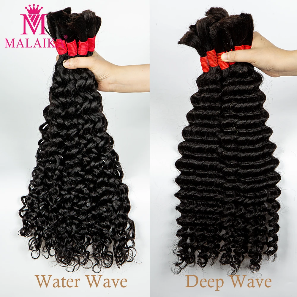 Malaika Boho Tranças Cabelo Humano Deusa Trança Feixes de Cabelo Humano Onda De Água Profunda 100% Cabelo Humano Brasileiro para Mulheres Negras