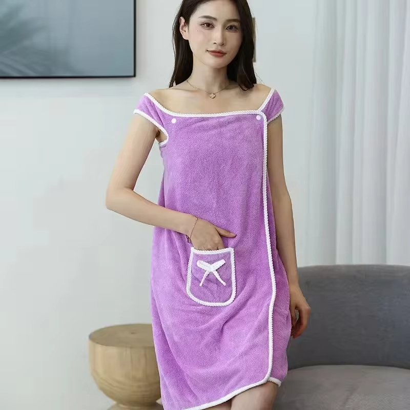 2024 Multi-function Women 80*135 Size Sexy Bathrobe Sling Sexy Tube Top Can Wear Bath Towel Soft Absorbent Bathrobe Coral Fleece