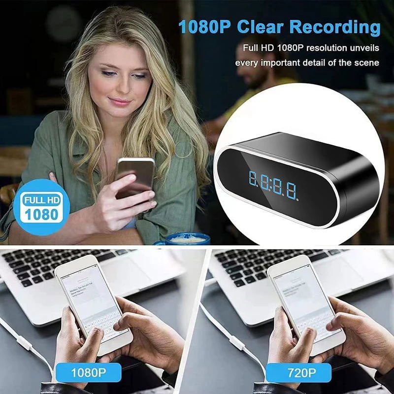 Mini Camera Clock Full HD Wireless Wifi Control Infrared Night Vision DVR Camera Home Monitoring Video