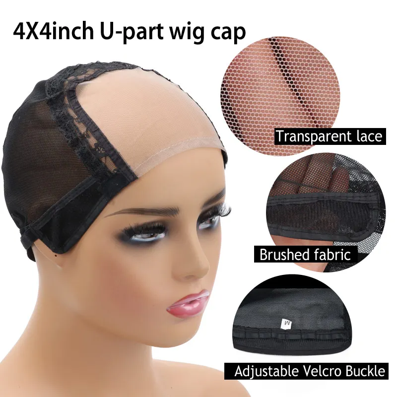 Gorro de peluca con malla frontal para hacer pelucas con correa ajustable, gorro tejido de red de encaje suizo sin pegamento para hacer pelucas con cierres frontales