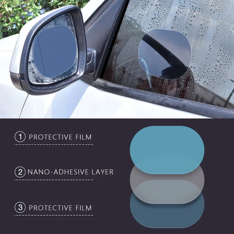 Juego de 2 uds de película protectora para espejo retrovisor, película antiniebla a prueba de lluvia, membrana impermeable para ventanas de coche, accesorios duraderos para automóviles