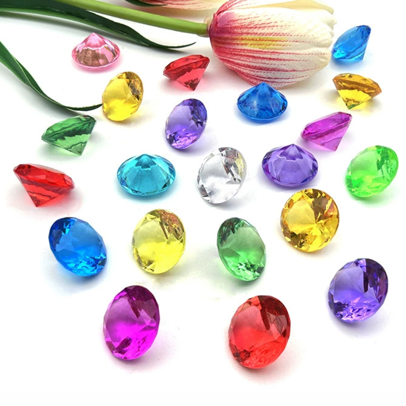 160g DIY Pirate Treasure Gem Toys Fake Acrylic Sparkling Gem Diamond Toys Colorful Beach Gemstones Pirate Jewelry Toys