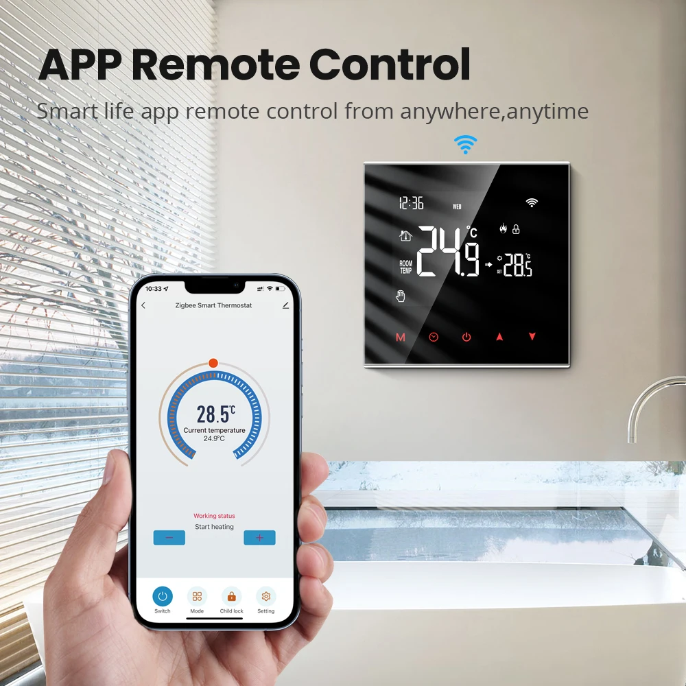 Termostato WiFi AVATTO Tuya, controlador de temperatura de calefacción eléctrica/agua inteligente Zigbee funciona con Alexa,Google home Yandex Alice