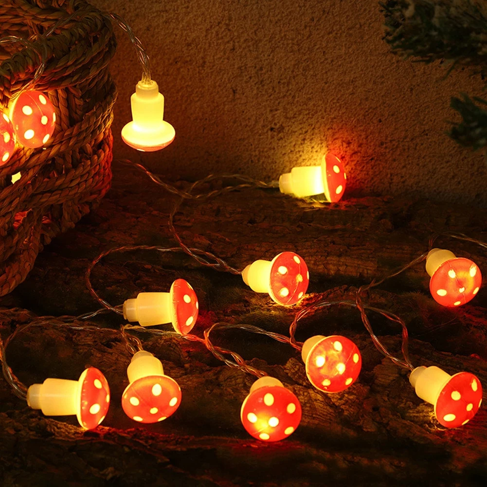 20 Led キノコ LED フェアリーライト USB/バッテリーストリングライトクリスマスパーティーギフト妖精屋内装飾雰囲気ライト
