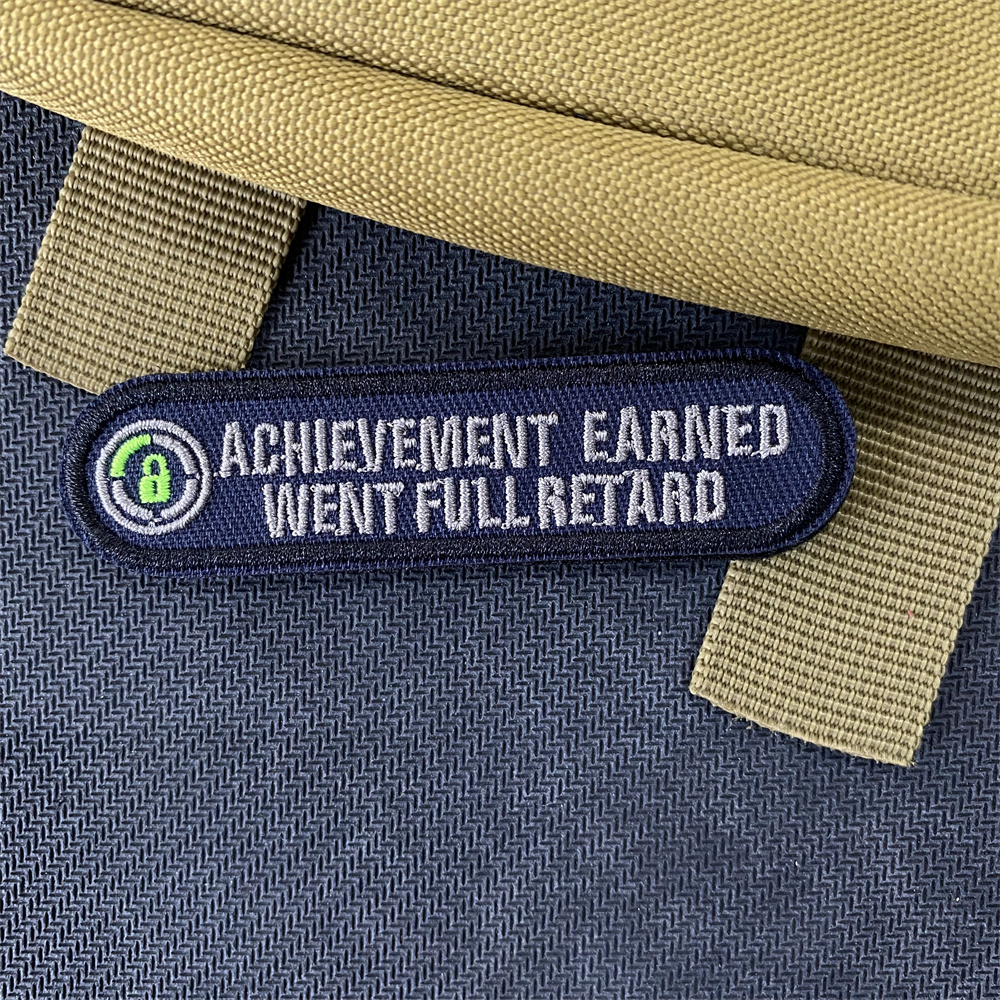 Funny Patch for Clothes Achievement Earned Went Full Retard Humorous Embroidered Hook and Loop Morale Badge Tactical Sticker