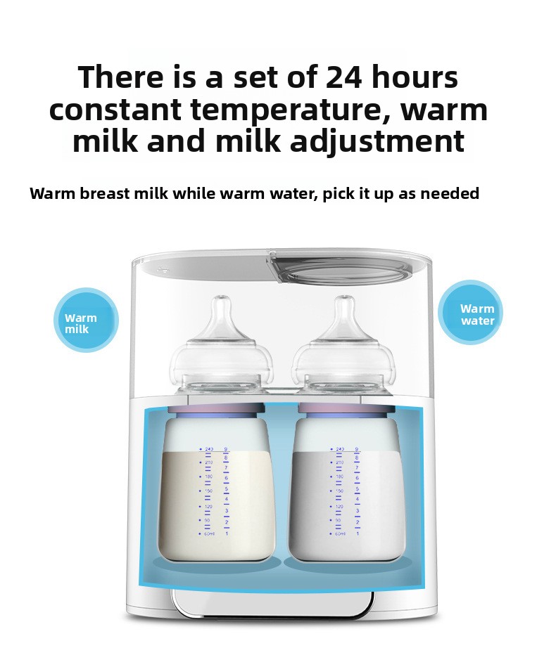 Termostato de leite para bebê, garrafa dupla, aquecedor de leite, dois em um, desinfecção, preservação de calor, temperatura constante