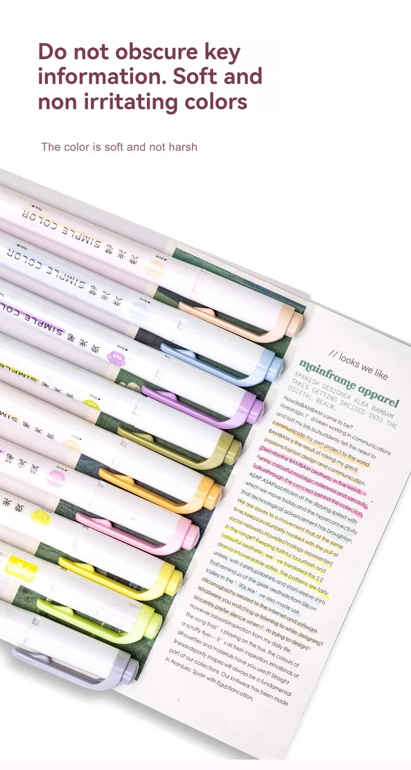 5PCS Highlighter ปากกาชุดหลาย Series Double Headed สีปากกาเรืองแสงเครื่องเขียนนักเรียน
