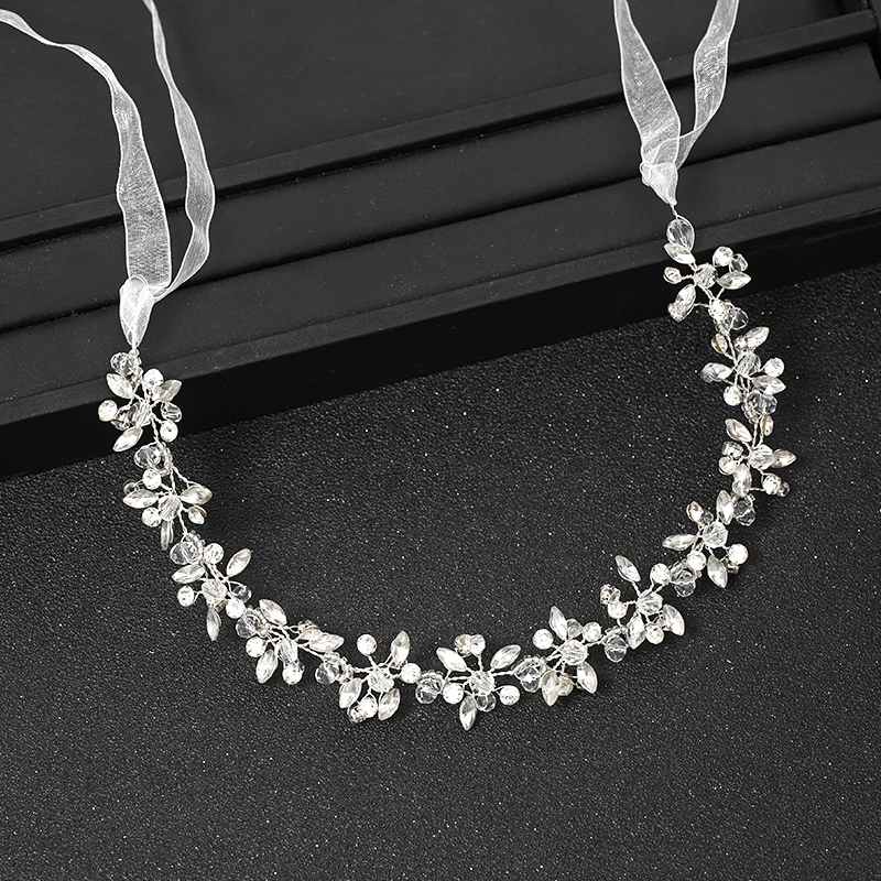 Fasce per capelli da sposa da donna color argento fatte a mano Fasce per capelli con strass di cristallo Accessori per capelli da sposa Viti Party