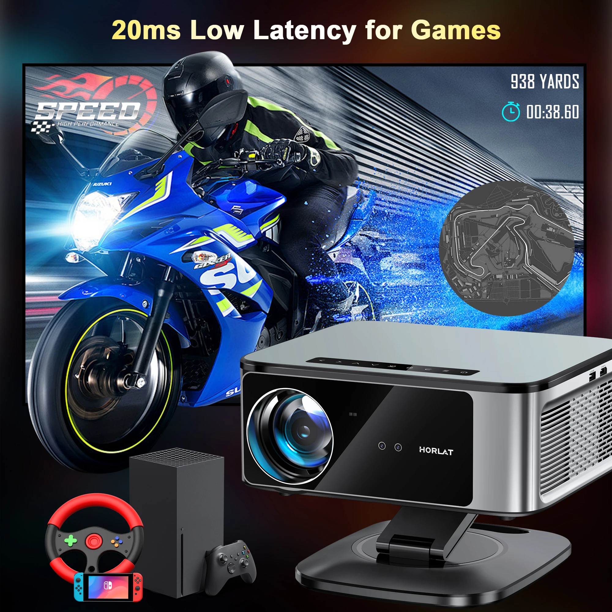 2025 Horlat 45000 Lumens 4K UHD Projector Laser TOF Focus Android 12 WiFi 1080P Full HD Home Theater Movie Projector for Netflix