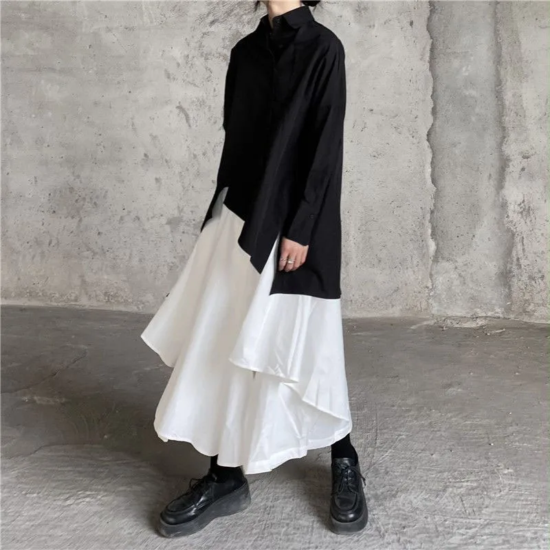 Faldas de mujer, faldas góticas irregulares, pantalones de mujer de cintura alta, faldas largas blancas y negras, faldas plisadas para mujer, Culottes, ropa para mujer