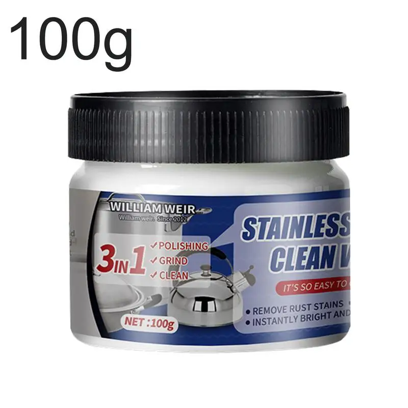 Rimozione della ruggine 100g Pasta detergente in acciaio inossidabile Crema per smalto per metalli Gel per rimozione graffi Accessori per costruttore di lucentezza a lunga durata