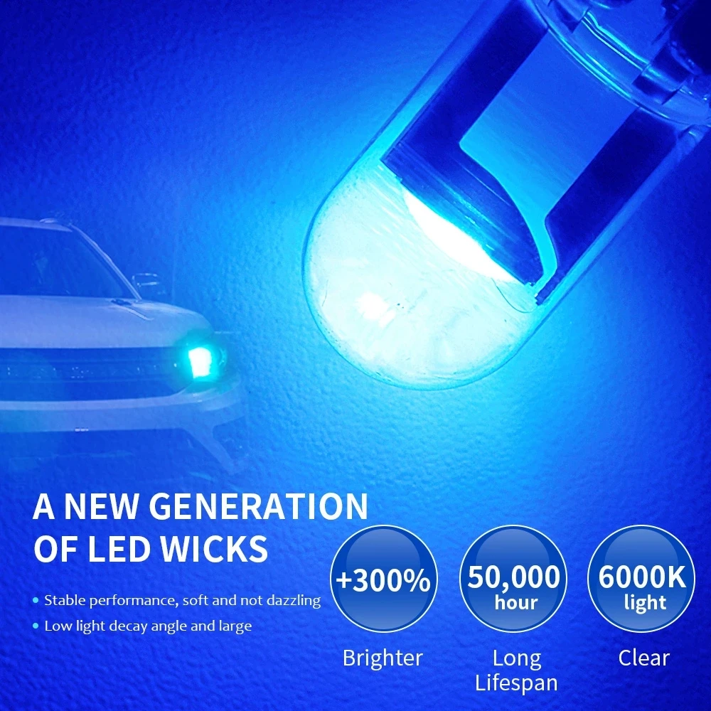 10/50pcs ใหม่ล่าสุด W5W LED T10 รถ COB LED 6000K สีขาวรถยนต์ใบอนุญาตโคมไฟโดมอ่าน DRL หลอดไฟสไตล์ 12V