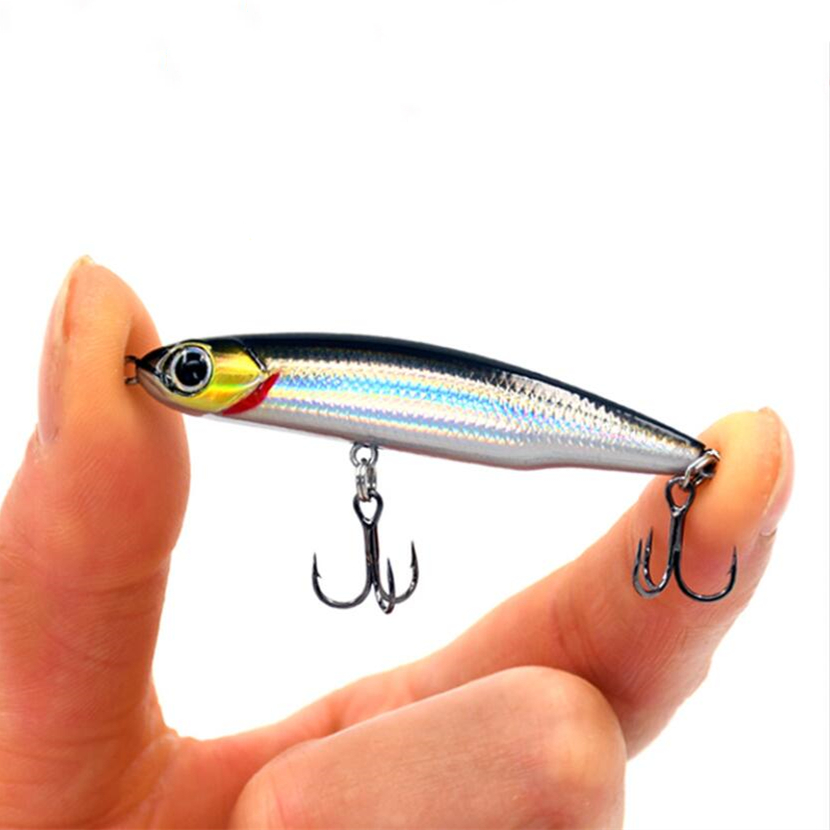 1 Uds. Señuelo de Pesca con lápiz que se hunde Wobblers 5cm 3,5g Mini plantilla de cebo duro de Metal Artificial ojos 3D Pesca aparejos de Pesca de trucha