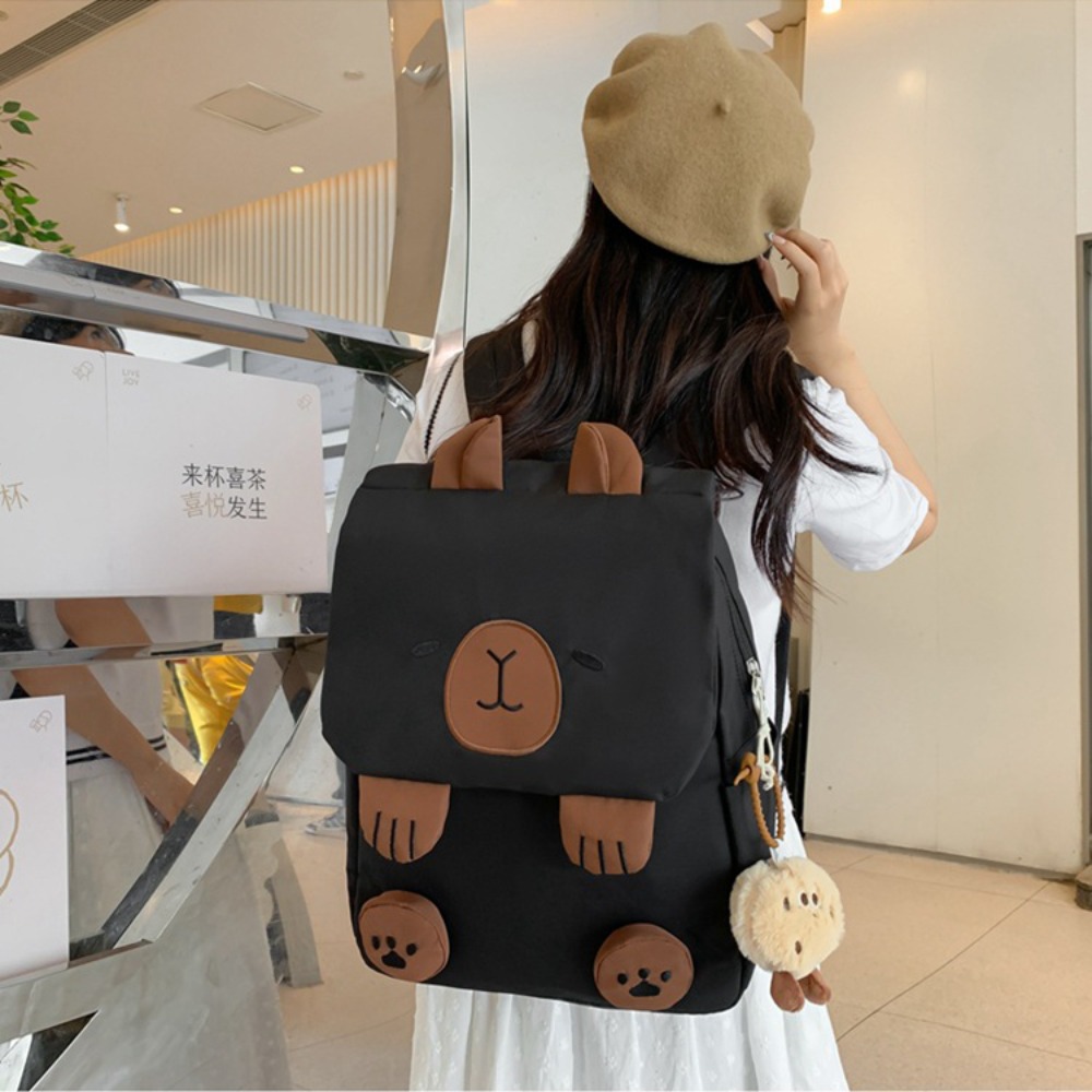 Kawaii Capybara 여성용 나일론 배낭 다목적 만화 재미 있은 Capibala Crossbody 가방 대용량 토트 백 핸드백