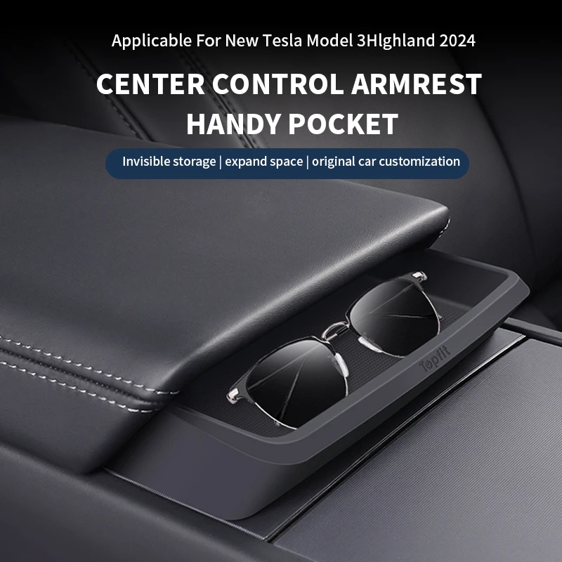 Central Armrest Storage Box For Tesla Model Y/3/3 Highland Car Glasses Phone Storage Case Multi Functional Accessorie 2024 New