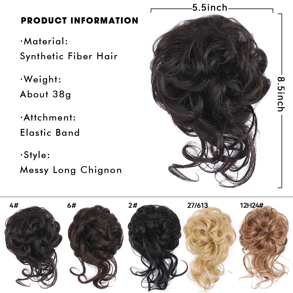 Tổng Hợp Búi Tóc Rối Scrunchy Tặng Lượn Sóng Chignon Thun Scrunchie Tóc Miếng Cô Dâu Bộ Tóc Giả Dễ Dàng Bun Updos Nữ Bé Gái