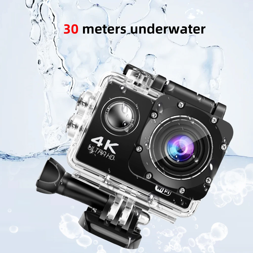Ultra HD 4K/30fps WiFi 2.0 polegadas 170D Capacete à prova d'água Câmeras de gravação de vídeo Câmera esportiva com câmera de ação com controle remoto