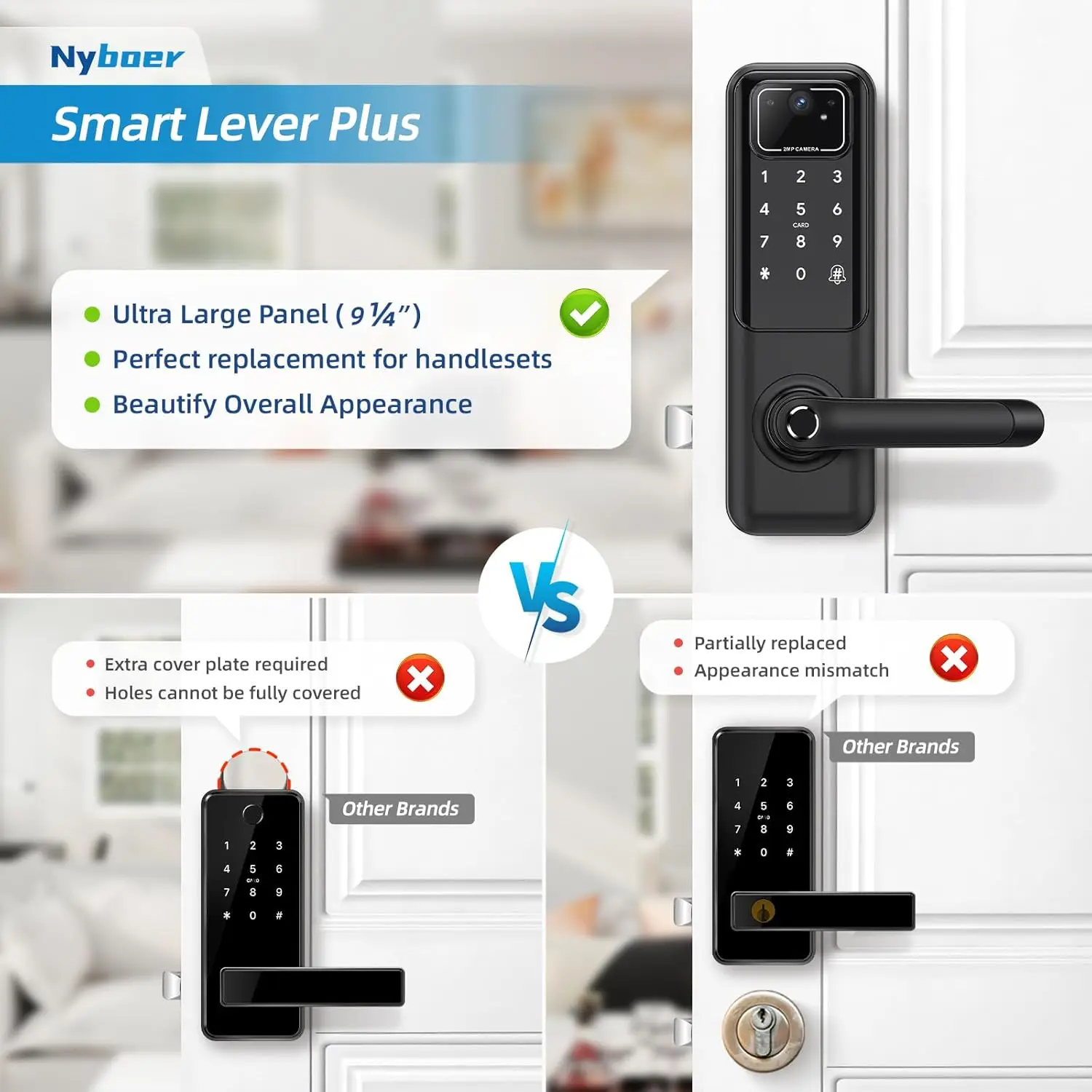 WiFi Video Smart Door Lock Fingerprint Door Lock with Camera Keyless Entry Door Lock with Handle Electronic