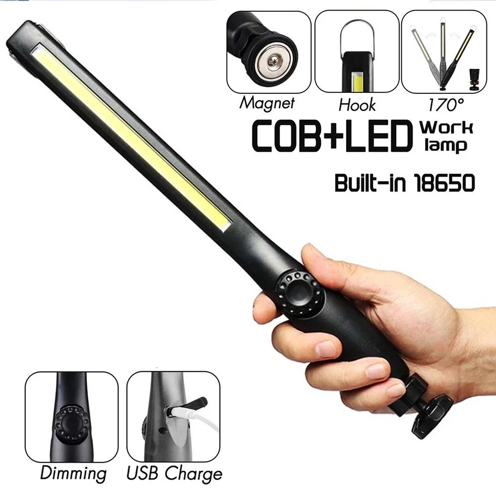 USB wiederaufladbare COB LED Arbeitsleuchte tragbare magnetische kabellose Inspektionsleuchte für Autoreparatur Home Workshop Notfall