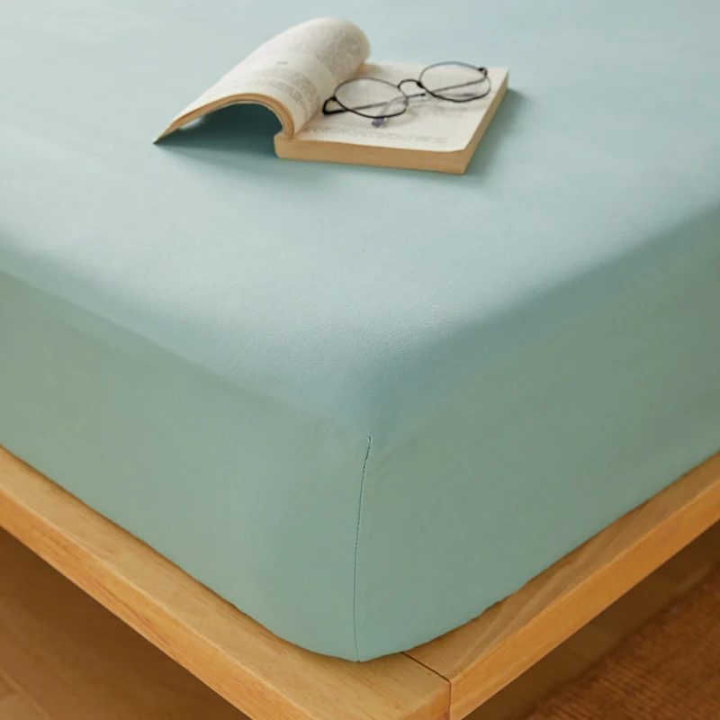 Sábana bajera de algodón de Color sólido con banda elástica, funda de colchón ajustable antideslizante para cama doble King Queen 160x200 200x200cm