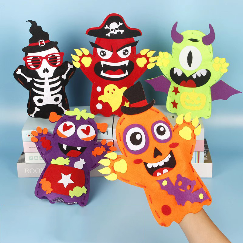 Halloween Handpuppe für Kinder Kinder Kleinkinder Geschenke Cartoon Skelett Pirat Monster Nähen DIY Bastelsets Rollenspiel Spielzeug