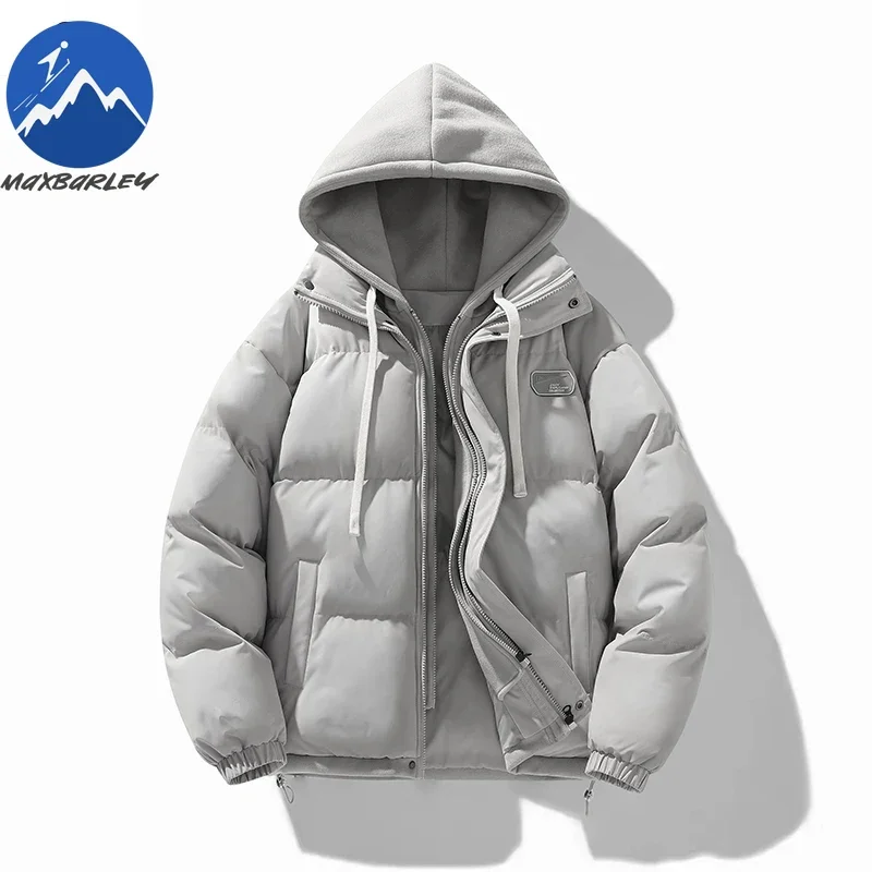 Nouveau hommes veste d'hiver coréen à la mode épaissi faux 2 pièces à capuche pain rembourrage manteau femmes japonais chaud coton rembourré veste