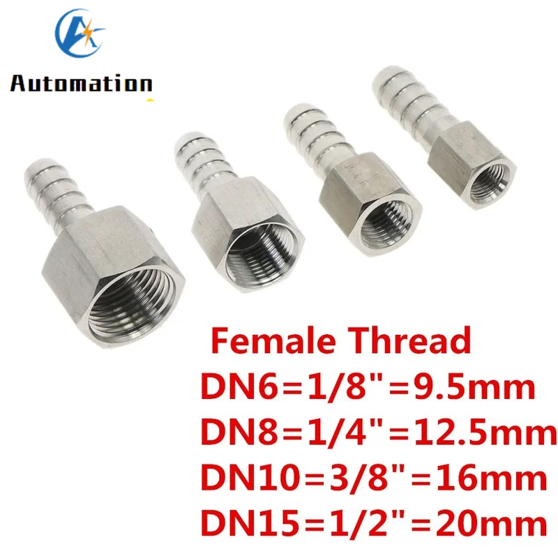 ท่อ Barb Tail 6/8/10/12/14 มม.SS304 สแตนเลสสตีลท่อ 1/8 "1/4" 3/8 "1/2" BSP หญิง Connector Joint Coupler Adapter