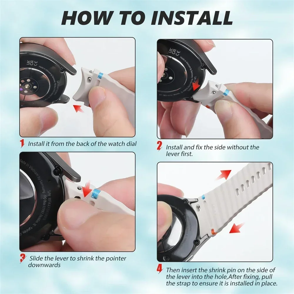 Original Band for Samsung Galaxy watch 7 6 5 4 44mm 40mm/FE/Pro/classic Silicone sport belt bracelet correa Galaxy watch 7 Strap