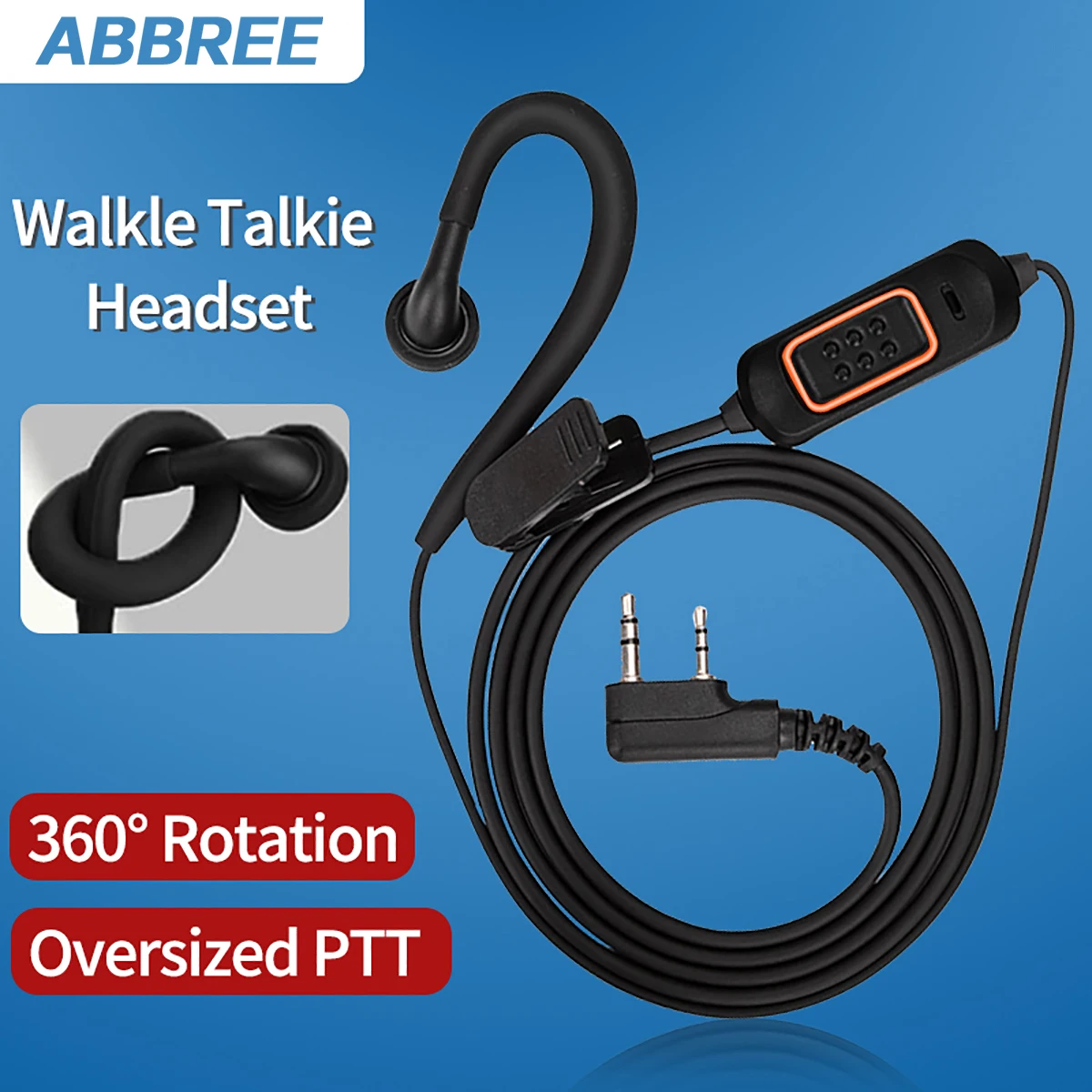 Abbree 780 fone de ouvido microfone para baofeng UV-5R UV-5RH UV-21 pro uv32 quansheng UV-K6 walkie talkie acessórios de rádio em dois sentidos