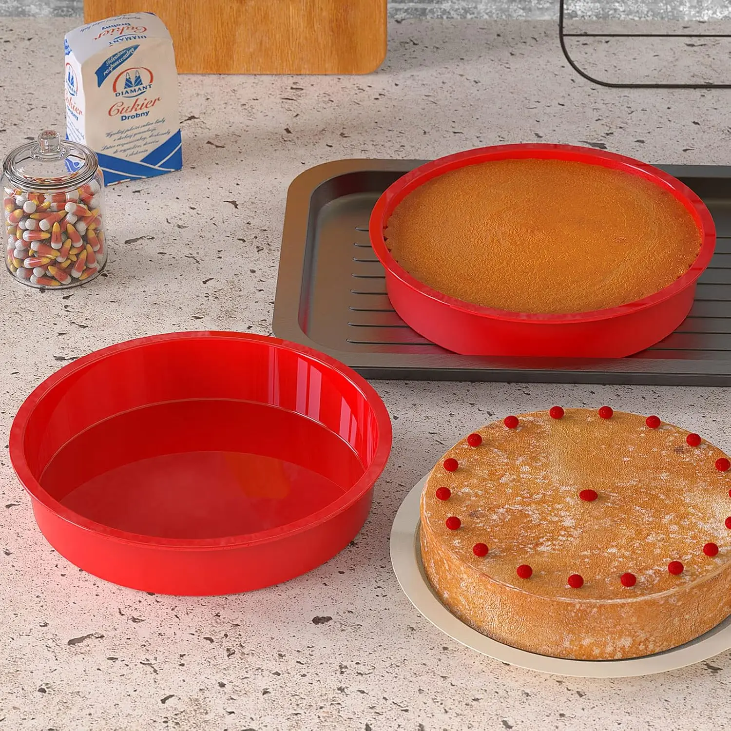 Round Cake Pan - Silicone Cake Mold for Baking, Non-stick Baking Pan for Layer Cake, Cheesecake and Chocolate Cake - 4" 6&q