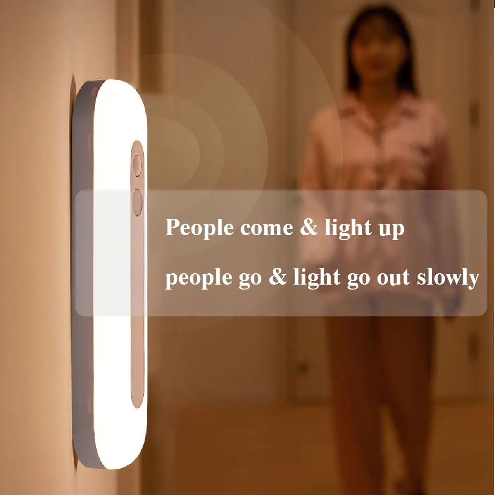 ไฟกลางคืน LED แบบชาร์จไฟได้ไฟเหนี่ยวนําร่างกายมนุษย์ USB Stepless Dimming อ่านป้องกันดวงตาตู้เสื้อผ้าไฟกลางคืนข้างเตียง
