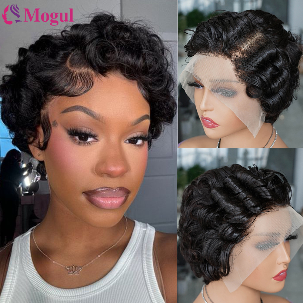 Korte Krullende Pruiken Transparant 13x4 Kant Frontale Pruik Natuurlijke Bordeaux Piano Kleur Menselijk Haar Pruiken voor Zwarte vrouwen Perruque Catalin