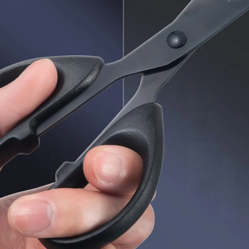 Stationery 180mm Abrasion Resistant Black Blade Scissors Stainless Steel Blades Not Easy to Stick