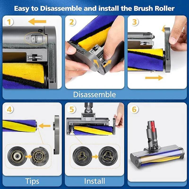 Roller Brush Head for Dyson V7 V8 V10 V11 V15 Vacuum Cleaner Hardwood Floor Motorhead Accessories with Dust Detection