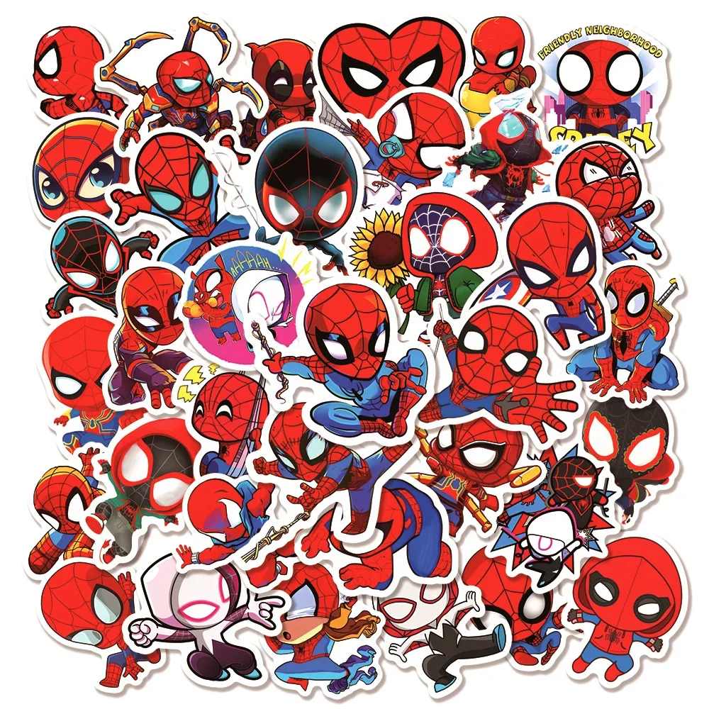 50PCS Disney Marvel The Avengers Spider Man Sticker DIY Laptop Bagage Skateboard Superheld Graffiti Decal Cool Sticker voor kinderen