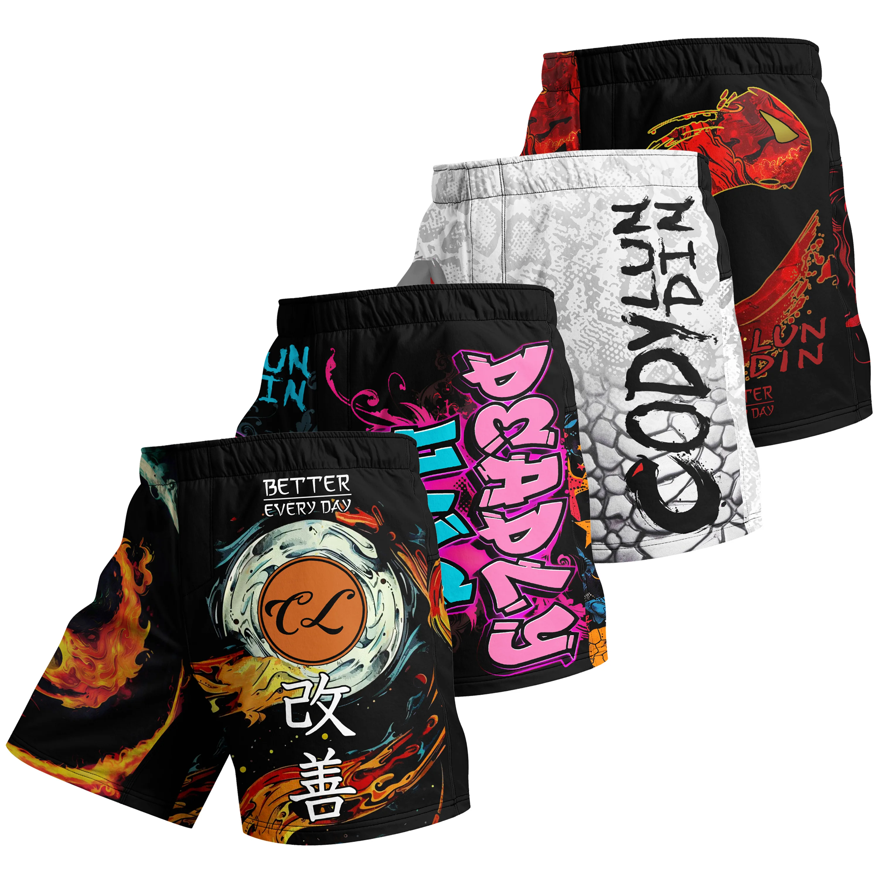 Fighting Hot MMA Training Grappling Shorts With 4-Way Stretch Fabric And Your Own Sublimation Printing MMA Shorts With Rubber
