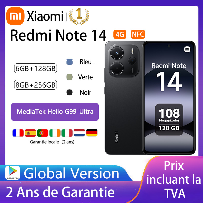 【Weltpremiere】Globale Version Xiaomi Redmi Note 14 MediaTek Helio G99-Ultra 108MP AI-Kamera 5500 mAh 6,67 Zoll 120 Hz AMOLED-Display