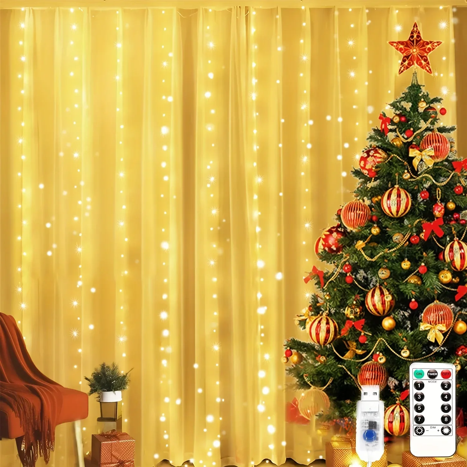 รีโมทคอนโทรล USB ไฟ Fairy 3 4 6 เมตร LED Curtain String Lights สําหรับคริสต์มาสหน้าแรกตกแต่งห้องนอนงานรื่นเริง
