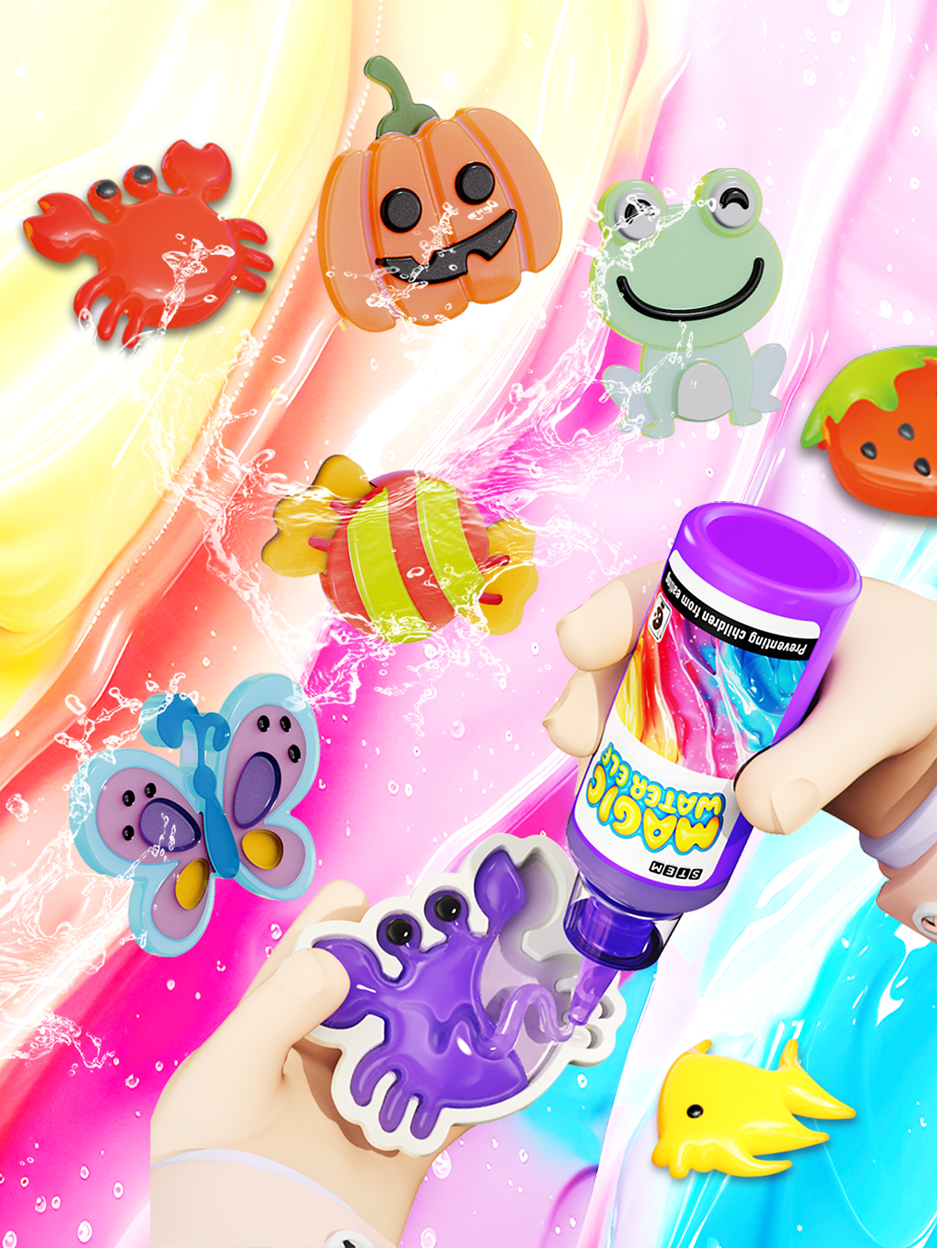 Lustiges wissenschaftliches Experimentierset, DIY magischer 3D-Wasserelfe, Graffiti-Malerei, schwimmendes Spielzeug